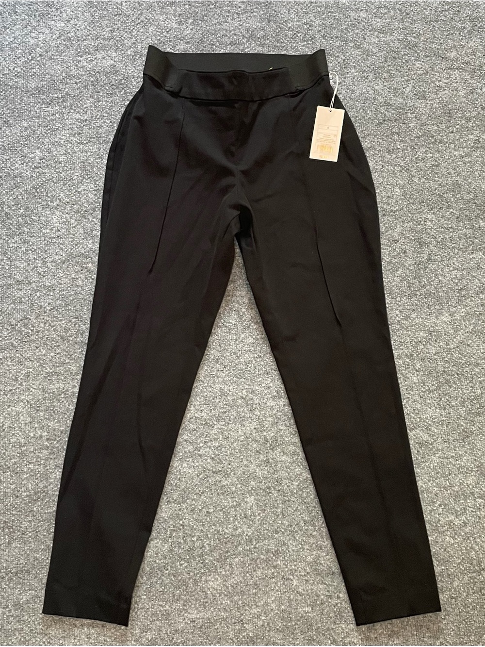 Women's Black Solid Dress Pants Regular Fit Elastic Waist Size 6